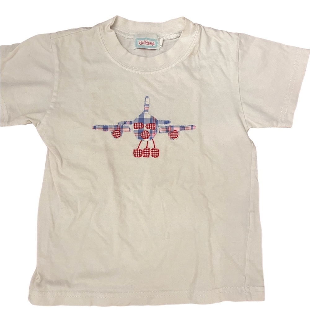 Red Beans Boys Size 4 Applique T Shirt Airplane